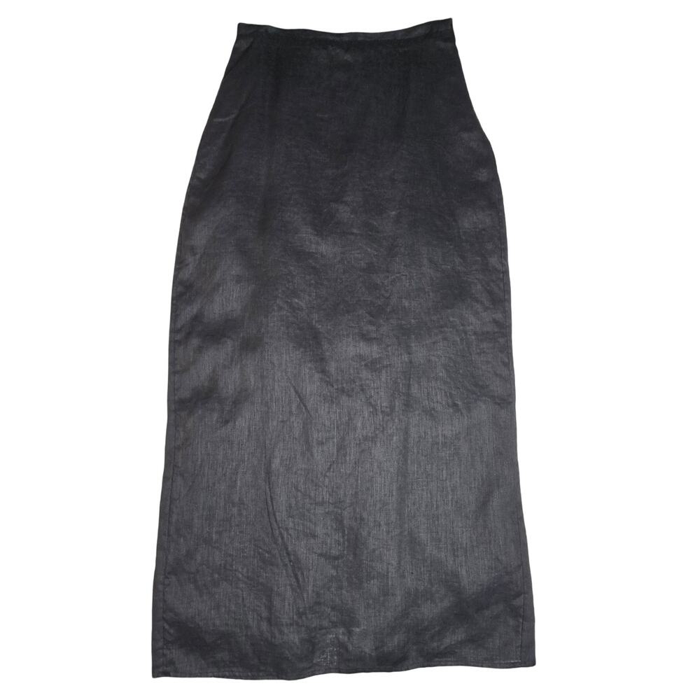 DISSH Roberts Black Linen Pencil Skirt US 10 Lined Maxi Column Capsule Wardrobe